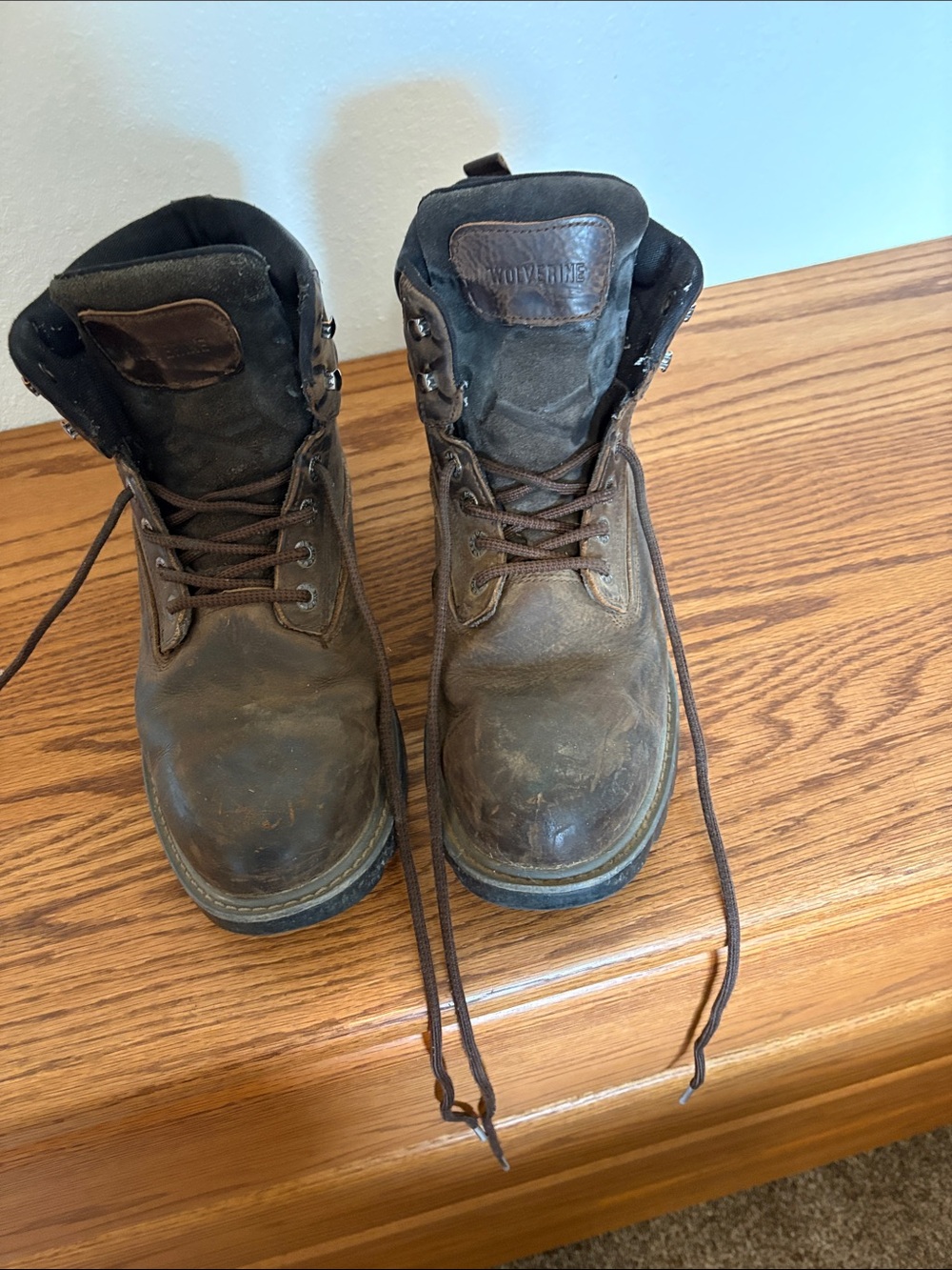 Wolverine brown leather lace-up work boots